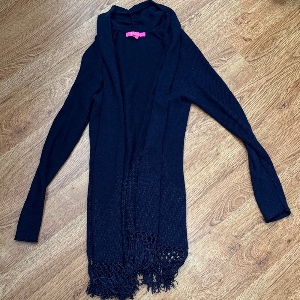 Lilly Pulitzer Navy Fringe Cardigan